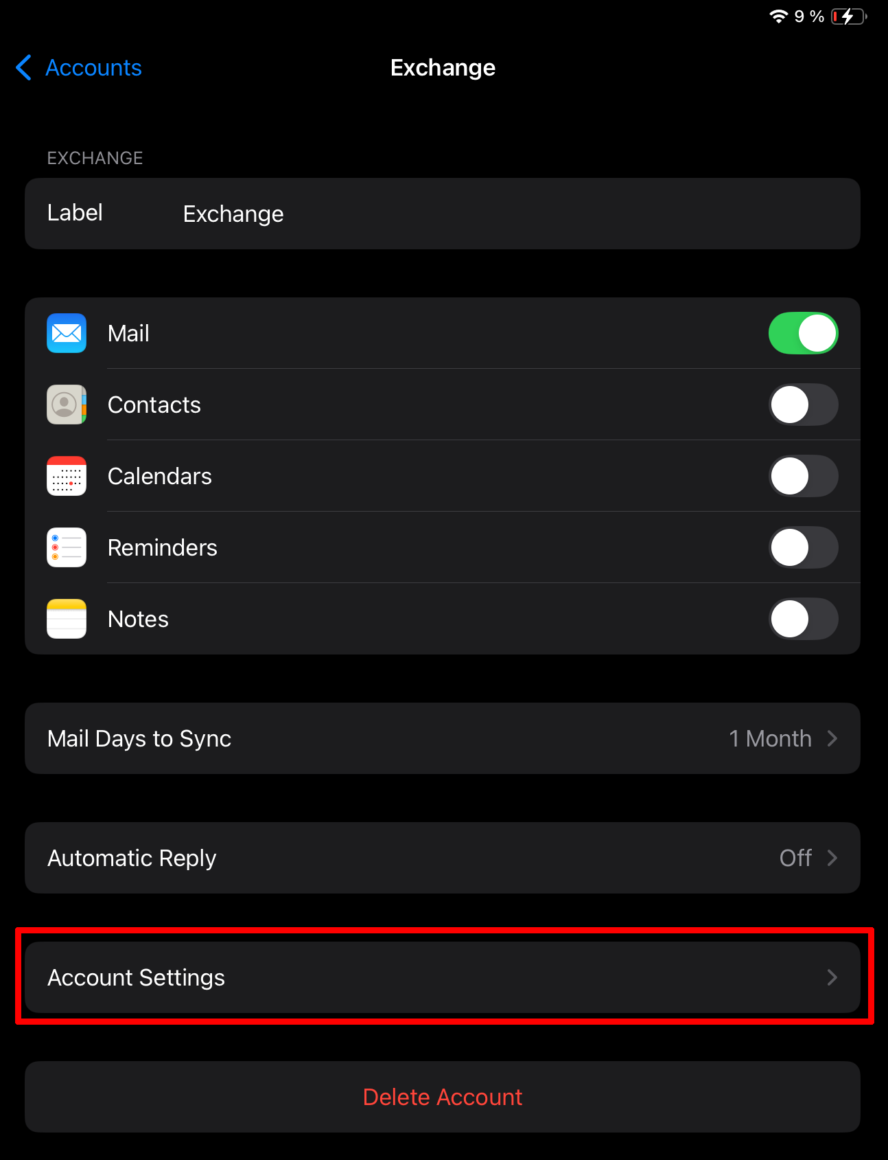 Open the account settings Open the account settings