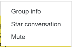 The screenshot shows the three options for group in group chat, "Group info", "Star conversation", and "Mute".