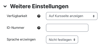 Weitere Einstellungen von Karteikasten