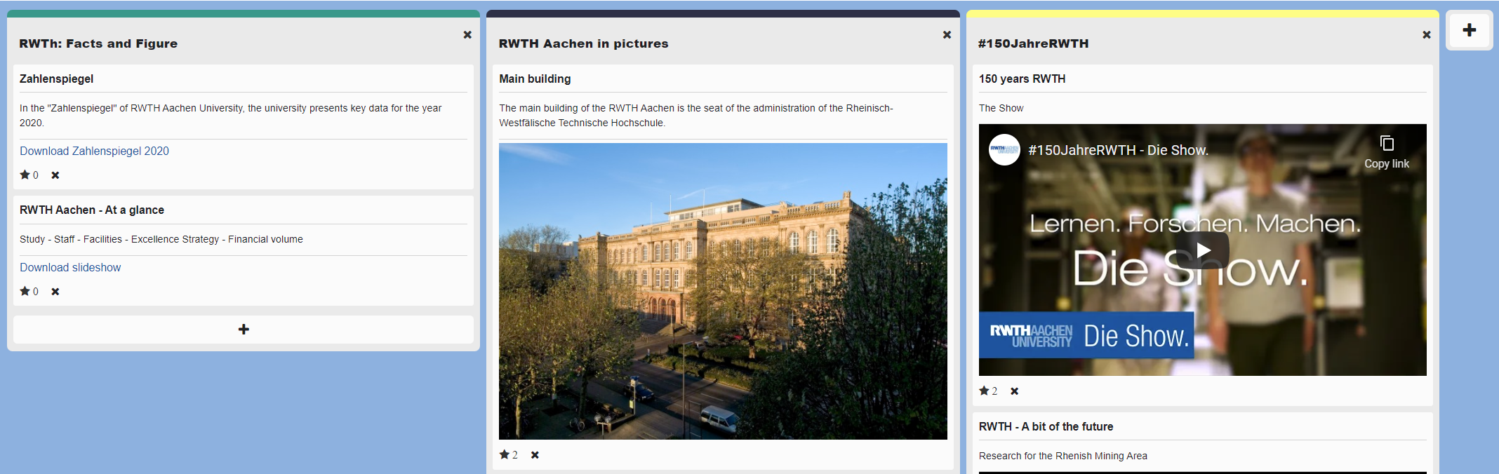 Activity board example Screenshot: Activity board example