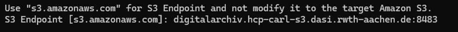 Der Endpoint wird wie oben im Text hinter der Abfrage im Terminal eingegeben.