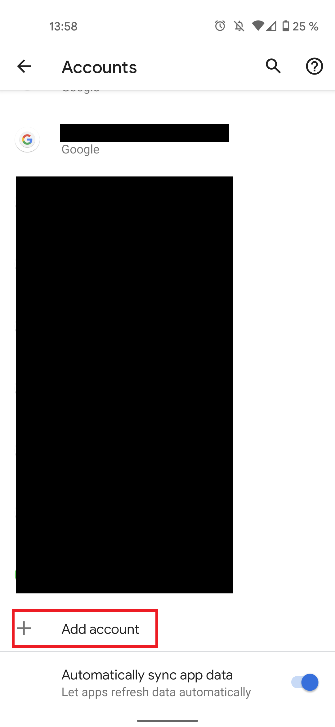 unten auf Konto hinzufügen