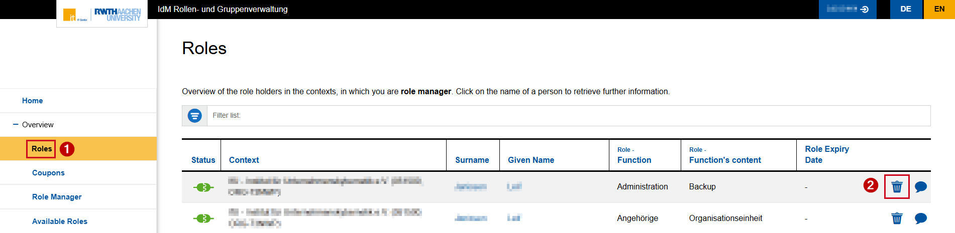 Revoke role association
