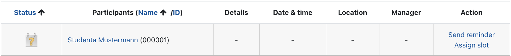 Registration status page Registration status page