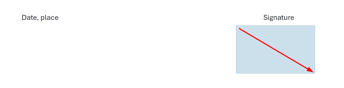 Unterschriftenbereich Screenshot of a document to sign.