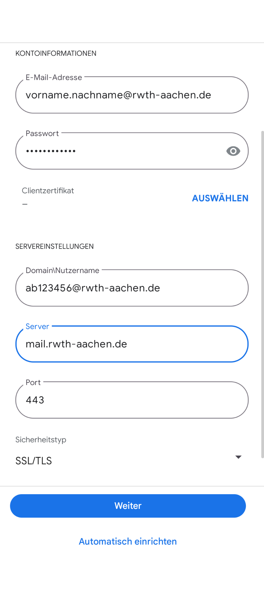Konfigurationseinstellungen