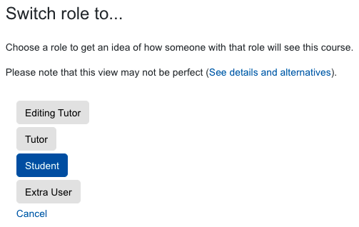 Switch role dialogue Screenshot: Switch role dialogue