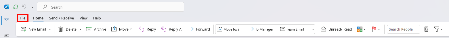 Select File in the menu ribbon Select File in the menu ribbon