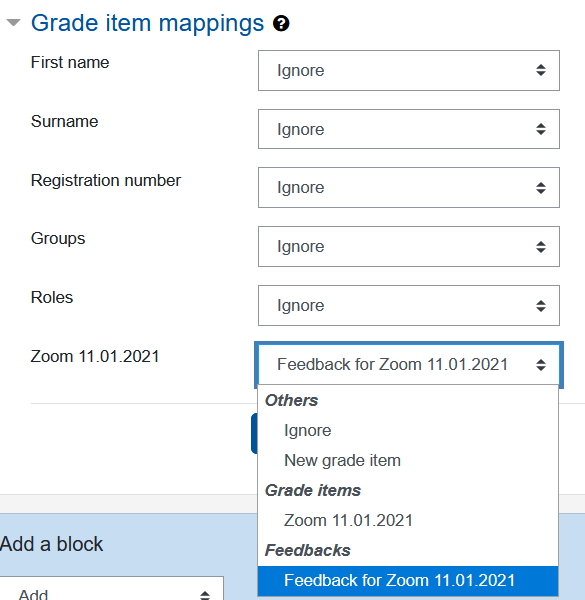 mapping for grade item Screenshot mapping for grade item