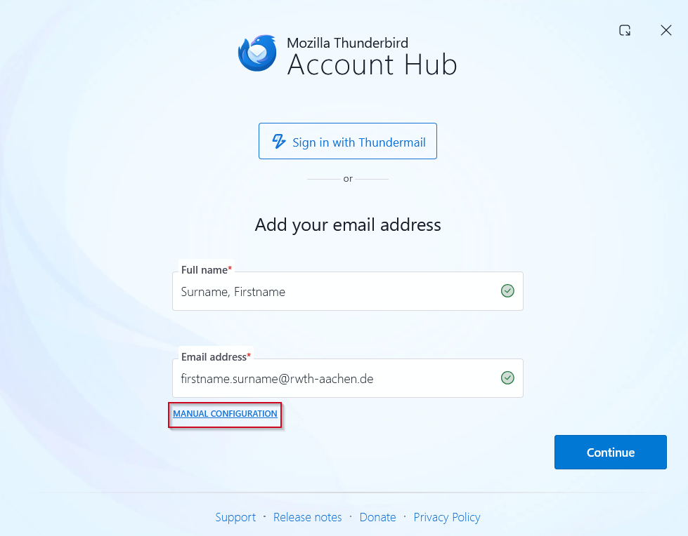 Thunderbird Account Hub