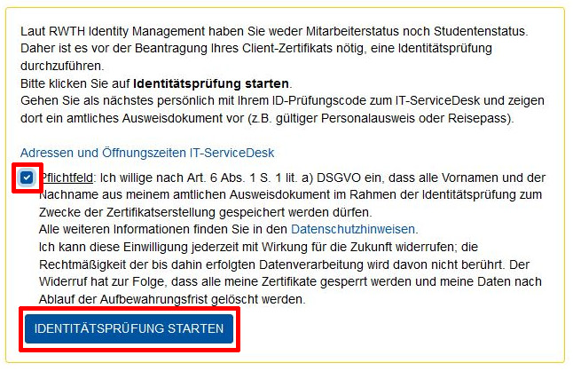 Identitätsprüfung notwendig Identitätsprüfung notwendig