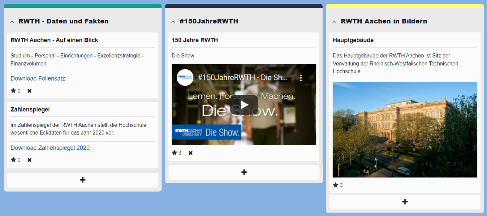 Beispiel einer Board-Modul Screenshot: Beispiel eines Board-Moduls