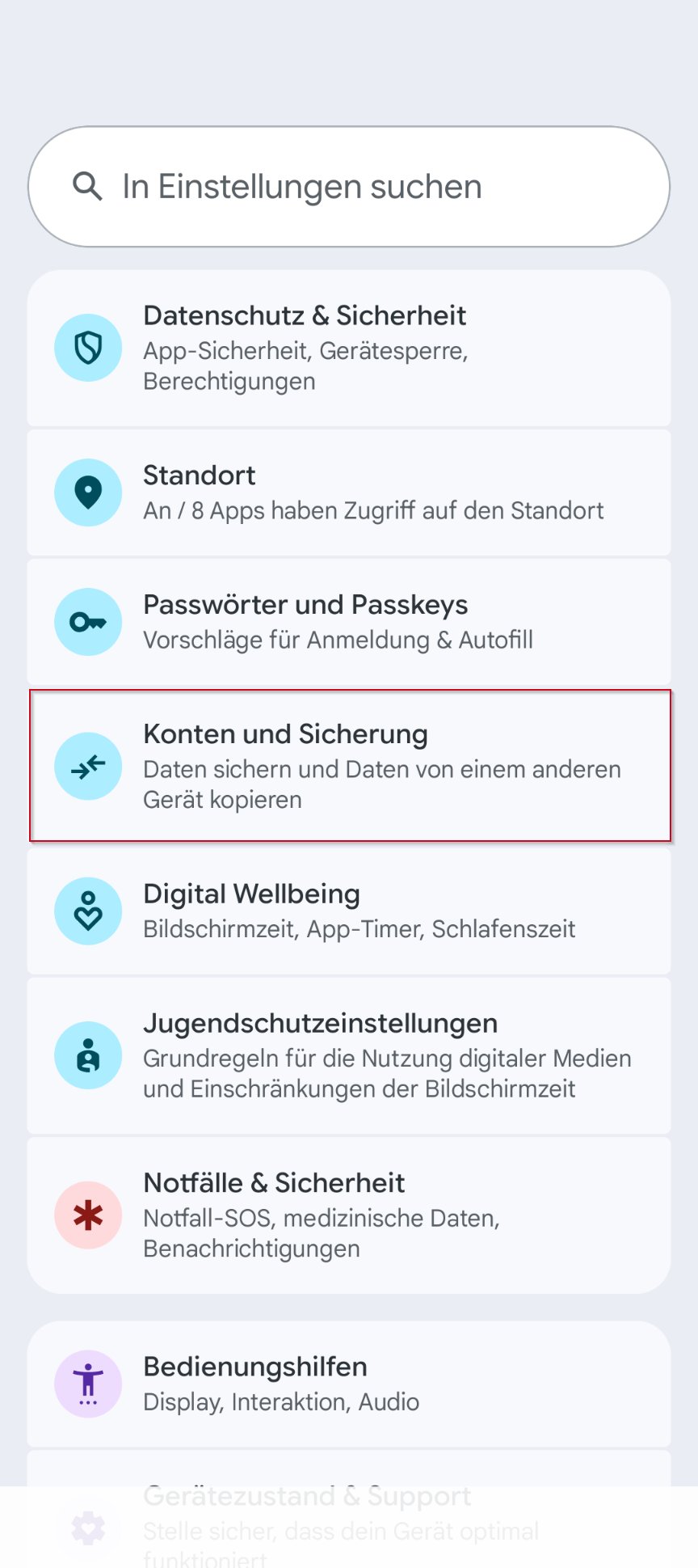 Konten und Sicherung