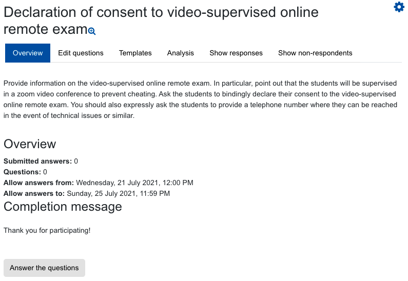 Screenshot: Feedback overview