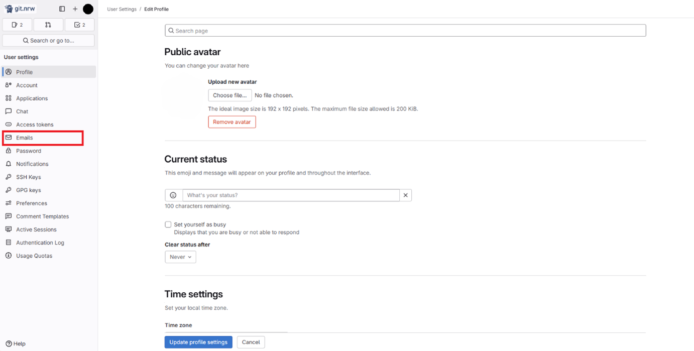 “Add new email” is selected in the new user settings “Add new email” is selected in the new user settings