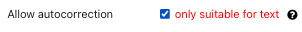 "Allow autocorrection" checkbox
