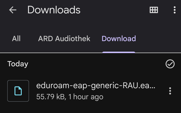 Die heruntergeladene Konfigurationsdatei Die heruntergeladene Konfigurationsdatei