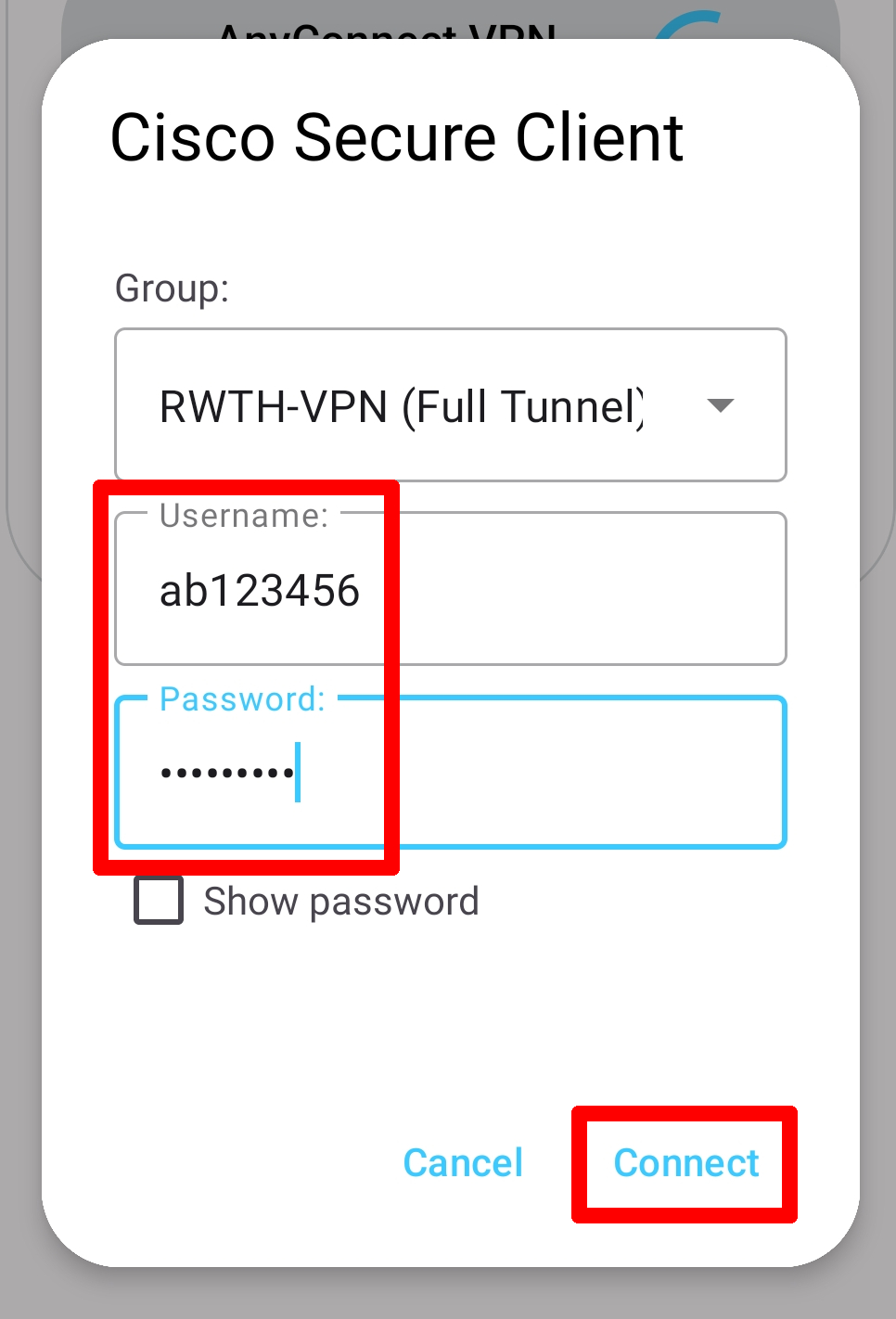 VPN account login