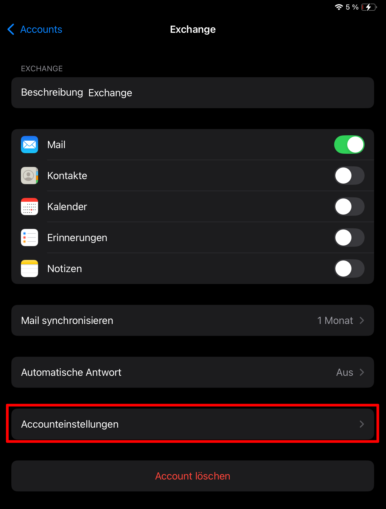 Accounteinstellungen öffnen Accounteinstellungen öffnen