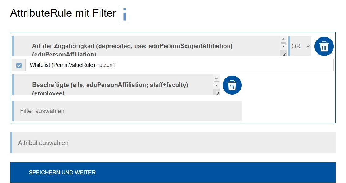Screenshot des oben beschriebenen Abschnitts "AttributeRule mit Filter".