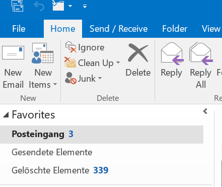 This picture shows the file overview Screenshot of the navigation bar in the Start tab (displayed by default), which graphically displays the selection of options from step 1. The File selection is located to the left of Start.