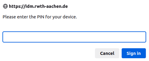 Screenshot of the pop-up window that prompts you to enter your PIN. The ‘sign in’ button is located at the end of the pop-up.