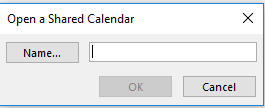 E-Mail > Outlook Berechtigungen > Persmissions_7.PNG Screenshot of the Open shared calendar window, which graphically displays the selection of options from step 4.