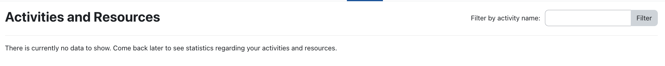 Display: Usage statistics for activities and resources