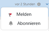 Screenshot: Menü mit den Optionen Melden und Abonnieren