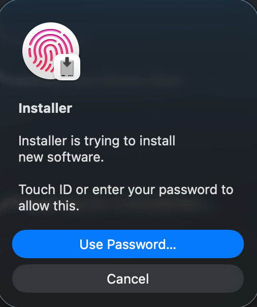 Enter Touch ID or device's password