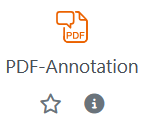 Screenshot: Icon mit der Bezeichnung PDF-Annotation darunter und einem Stern- sowie einem Informations-Symbol