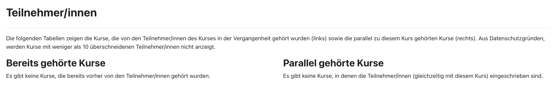 Zugriffsstatistiken für Teilnehmer*innen Zugriffsstatistiken für Teilnehmer*innen