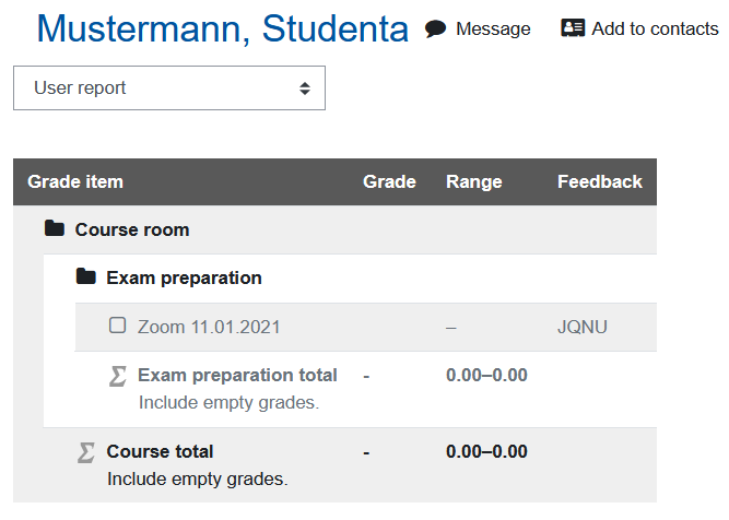 Participents grading overview for Manager Screenshot Participents grading overview for Manager