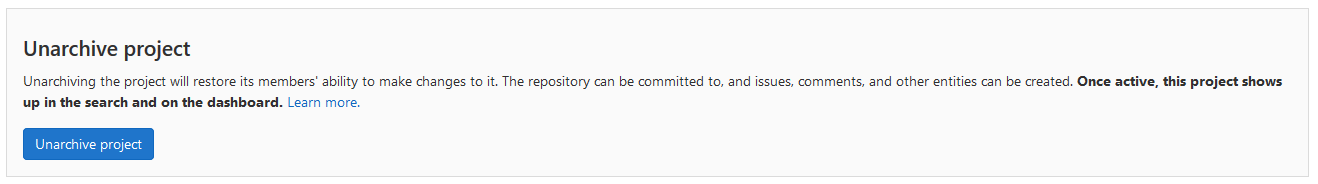 unarchivieren project