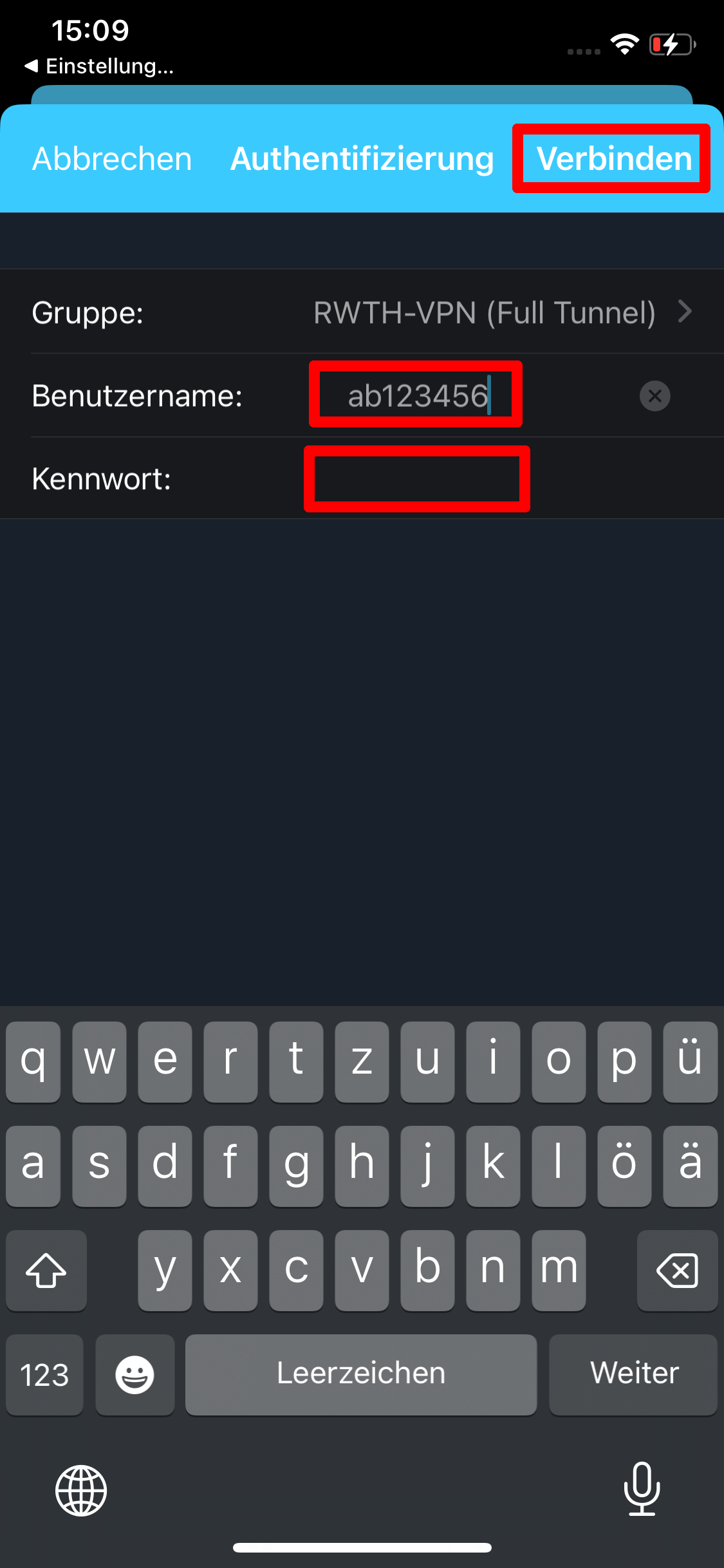 Benutzername und Kennwort Benutzername und Kennwort