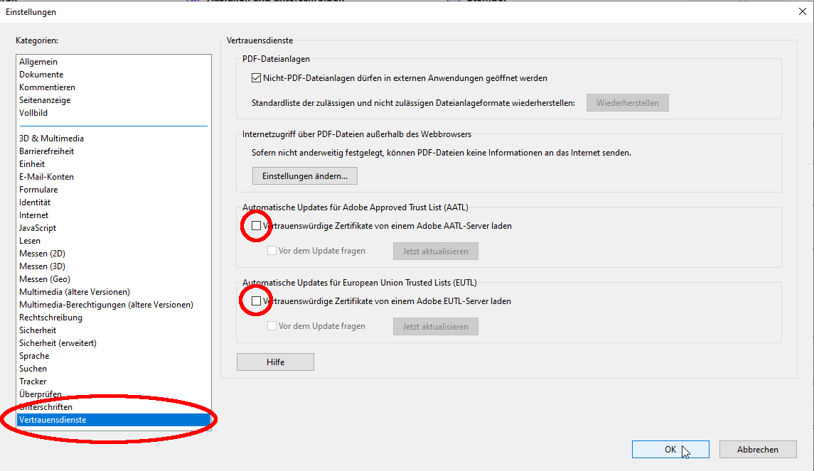 Konfiguration Vertrauensdienste Konfiguration Vertrauensdienste