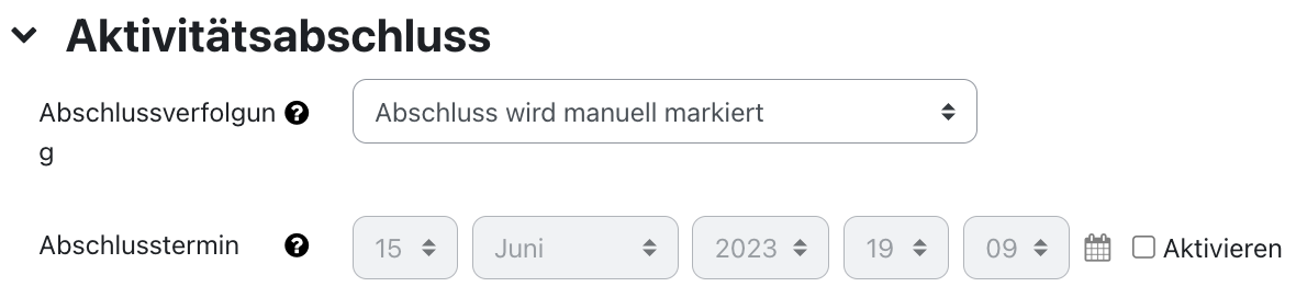 Abschnitt Aktivitätsabschluss Abschnitt Aktivitätsabschluss