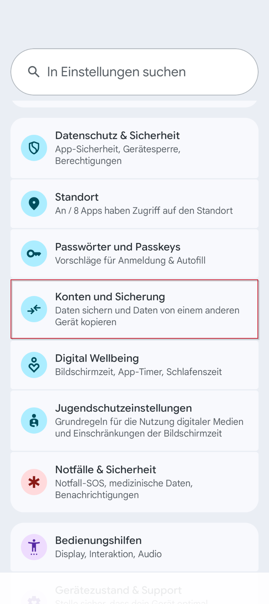 Konten und Sicherung
