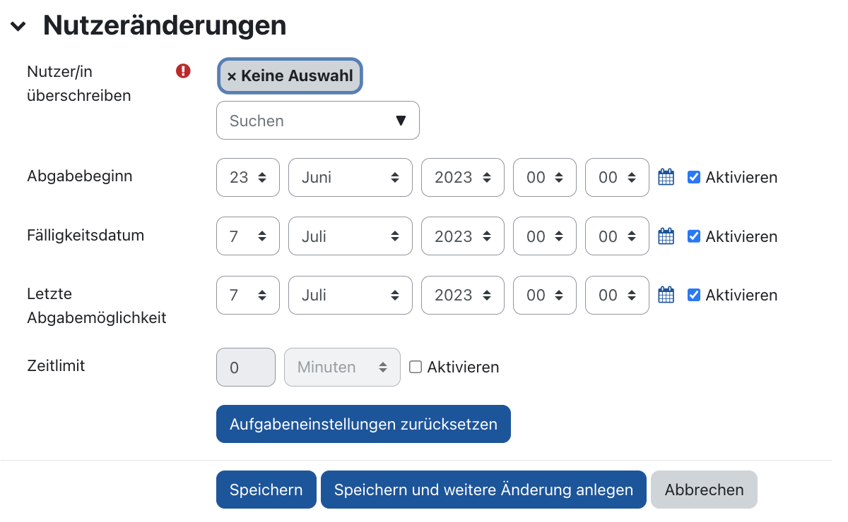 Abschnitt "Nutzer/Gruppenänderungen" Abschnitt "Nutzer/Gruppenänderungen"
