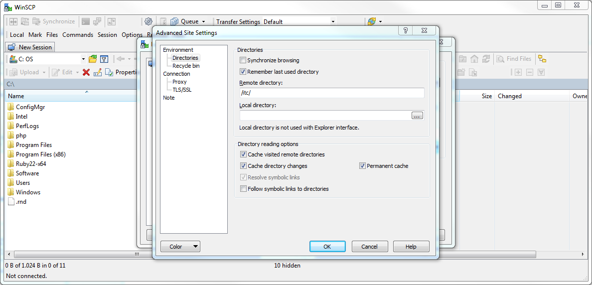 Webhosting > Anleitung WinSCP > einstellungen-2_en.PNG WinSCP Settings Webspace path