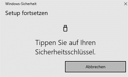 Screenshot of the ‘Windows Security’ window, which prompts you to activate the security key.
