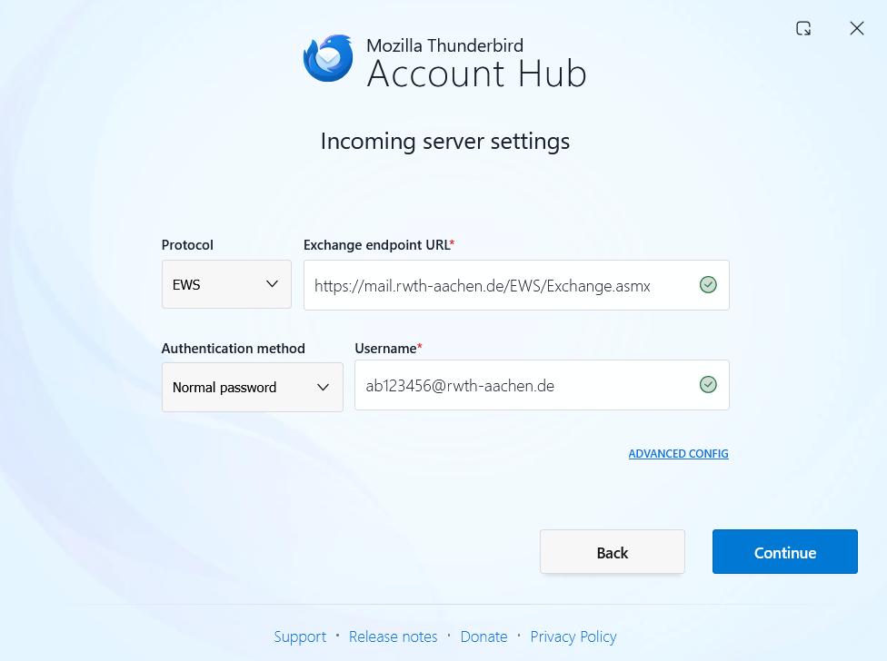 Incoming Mail Server Settings