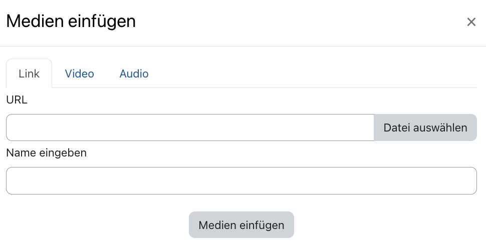 "Medien einfügen" Fenster