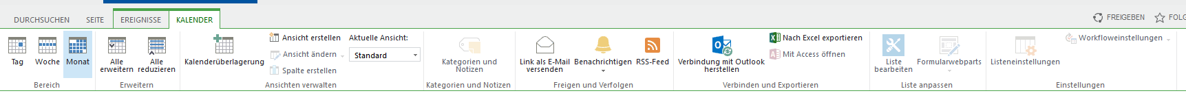 Menüband KALENDER Menüband KALENDER