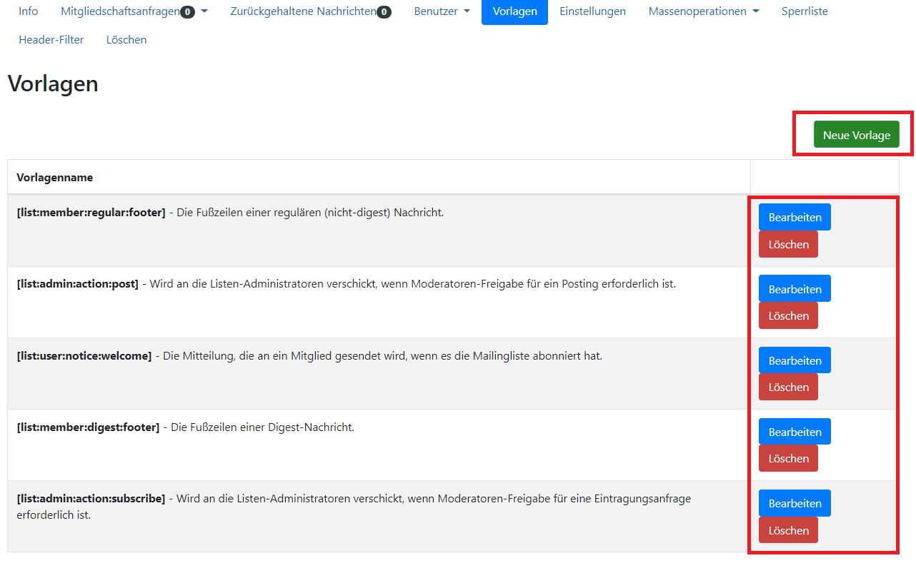 Neue Vorlage erstellen Neue Vorlage erstellen
