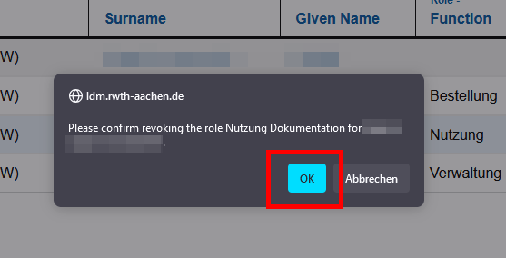 Screenshot of the pop-up window "idm.rwth-aachen.de". You can choose either "OK" or "Cancel."