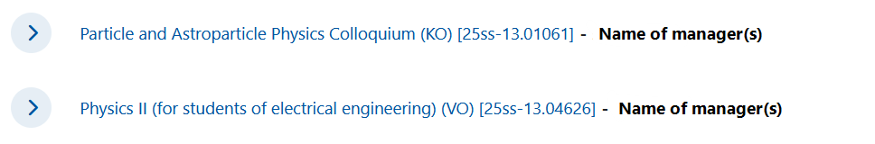 Screenshot: Course rooms with drop-down arrow and note "Name of manager(s)".