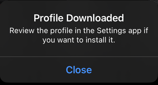 Profile downloaded Profile downloaded