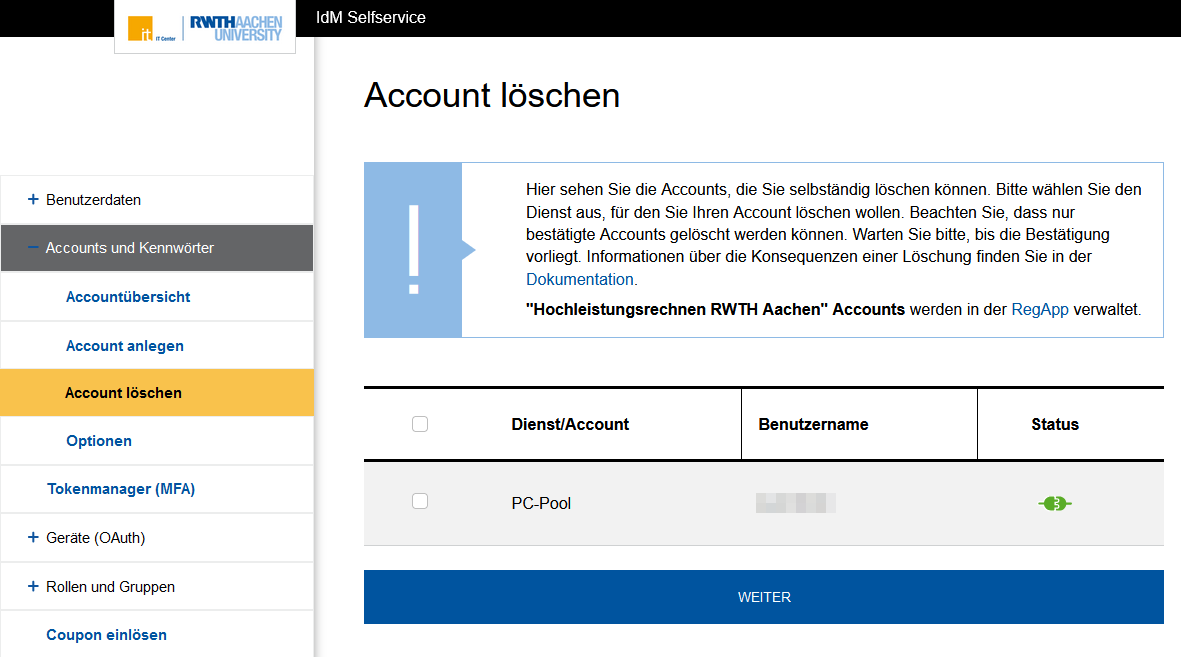 Account löschen Account löschen