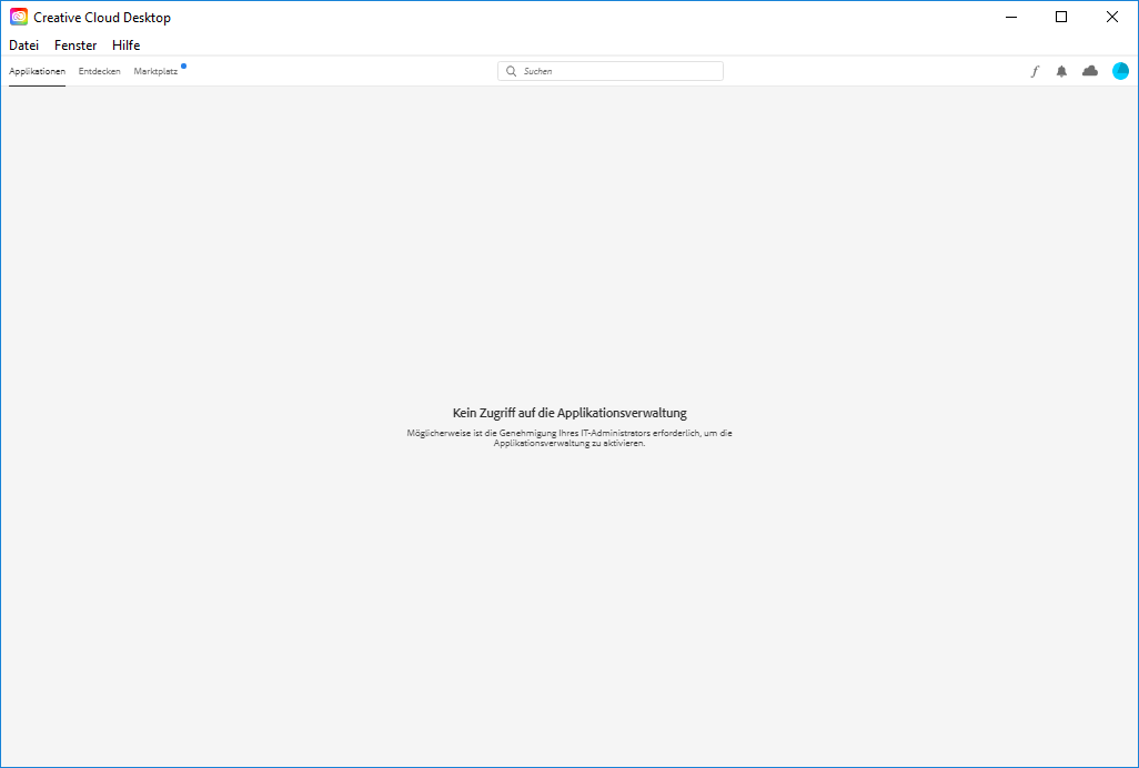 Fehlermeldung Kein Zugriff auf die Applikationsverwaltung